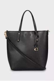 Black leather shopper