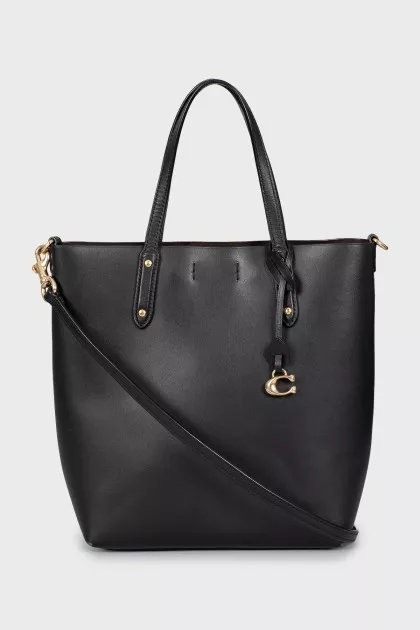 Black leather shopper