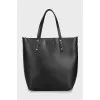 Black leather shopper