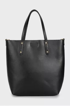 Black leather shopper
