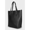 Black leather shopper