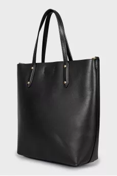 Black leather shopper