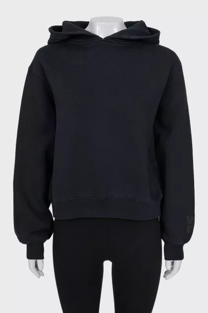 Black hoodie with print on sleeve