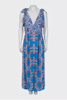 Printed dress with ties