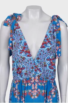 Printed dress with ties