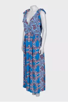 Printed dress with ties