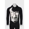 Men's hoodie with print and rhinestones