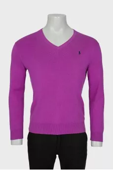 Men's purple jumper with embroidery