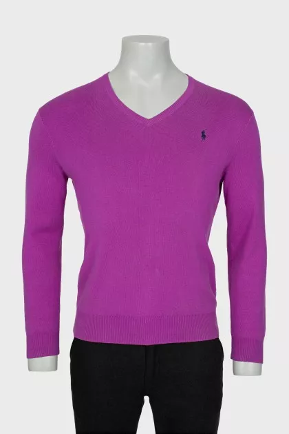 Men's purple jumper with embroidery
