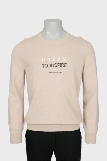 Men's cashmere jumper with embroidery