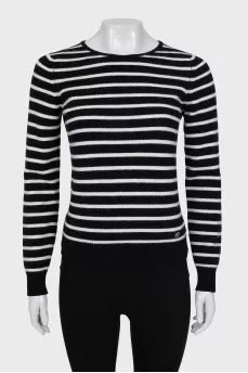 Striped jumper with short pile