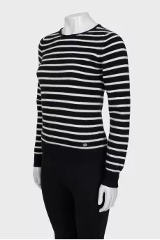 Striped jumper with short pile