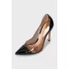 Black silicone and leather pumps