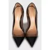 Black silicone and leather pumps