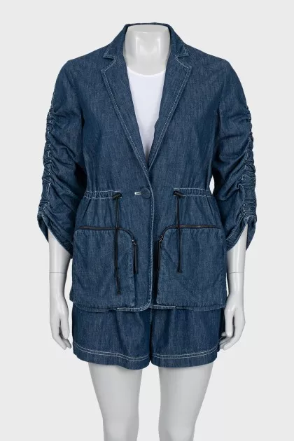 Denim suit with patch pockets