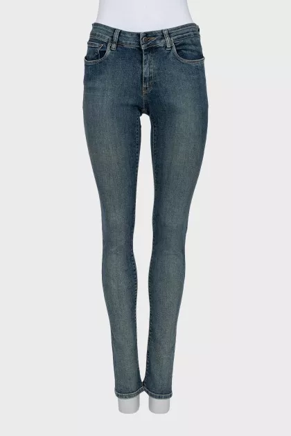 Light blue mid rise skinny jeans
