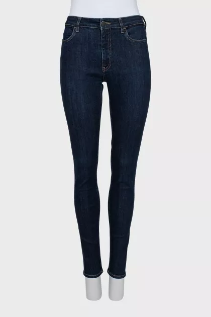 Dark blue high waist skinny jeans