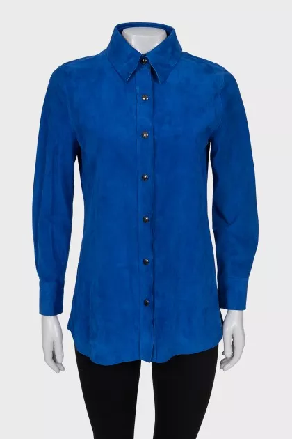 Blue leather shirt