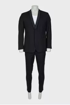 Men's black wool suit