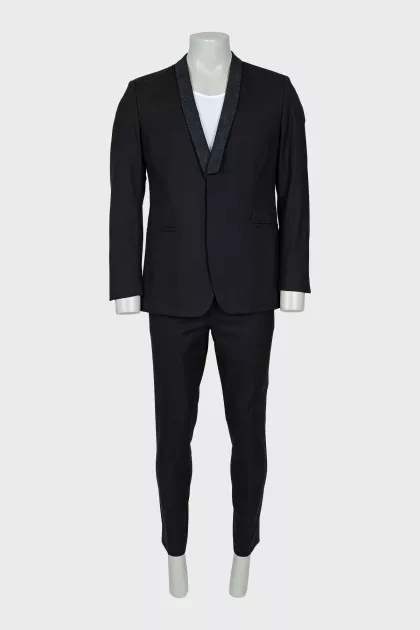 Men's black wool suit