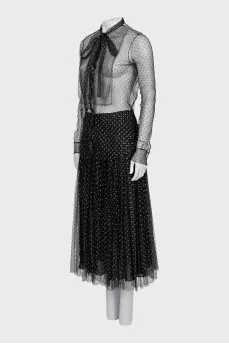 Suit with mesh shirt