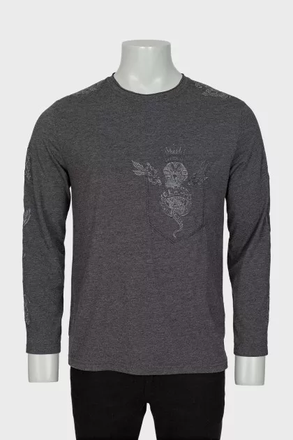Men's long sleeve shirt with embroidery
