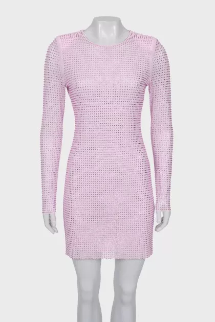 Mini dress decorated with rhinestones