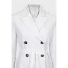 Cropped white double-breasted trench coat
