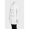 Cropped white double-breasted trench coat