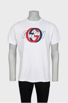 Men's T-shirt with print, straight cut
