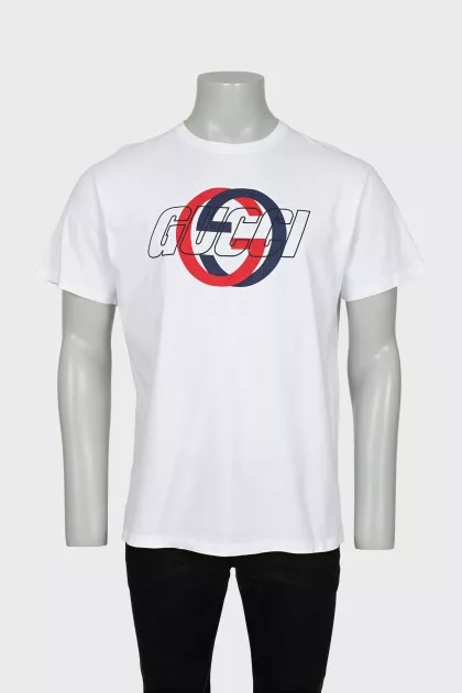 Men's T-shirt with print, straight cut
