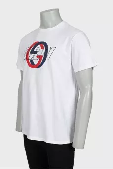 Men's T-shirt with print, straight cut