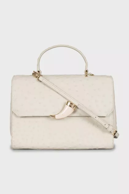 White ostrich leather bag