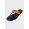 Brown flip flops with logo