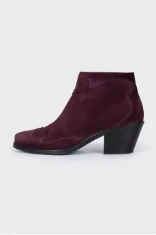 Бордовые казаки из замши