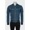 Men's Denim Bomber Jacket with Embossed