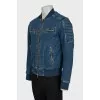 Men's Denim Bomber Jacket with Embossed