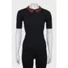 T-shirt with embroidered collar