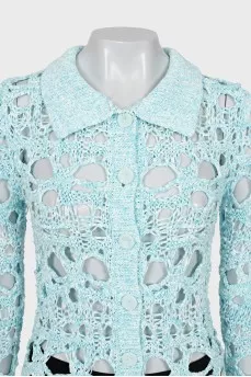 Cardigan with perforated buttons