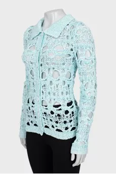 Cardigan with perforated buttons