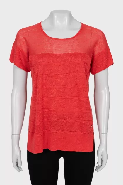 Knitted T-shirt with straight cut