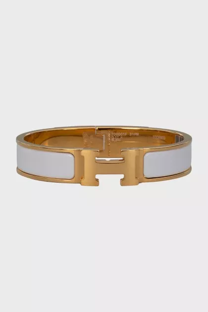 Clic H bracelet with white enamel