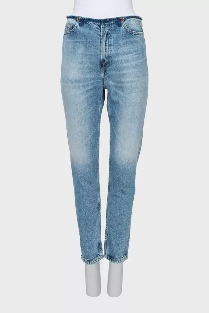 Blue straight fit jeans with tag