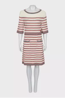 Striped straight cut dress