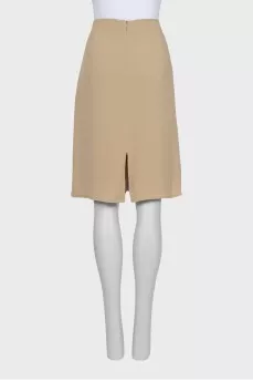 Straight cut skirt with zipper and button