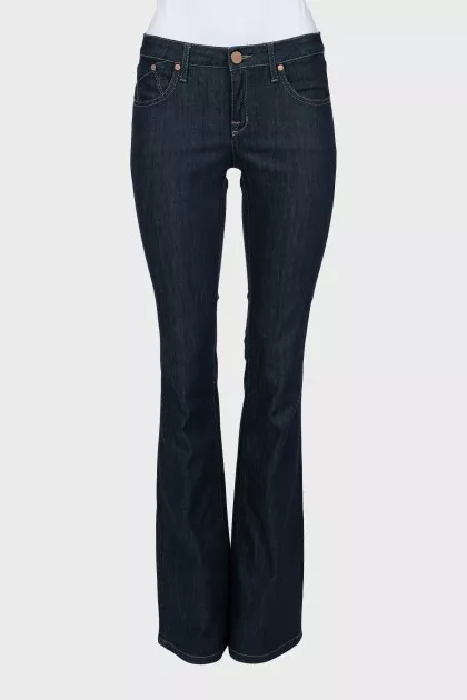 Blue low rise flared jeans