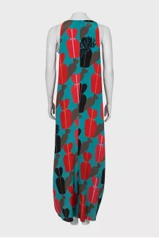 Silk dress with crystals and lace