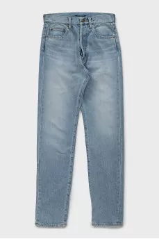 Straight leg jeans with button closure