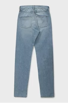Straight leg jeans with button closure