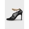 Shoes with gold chain in mesh